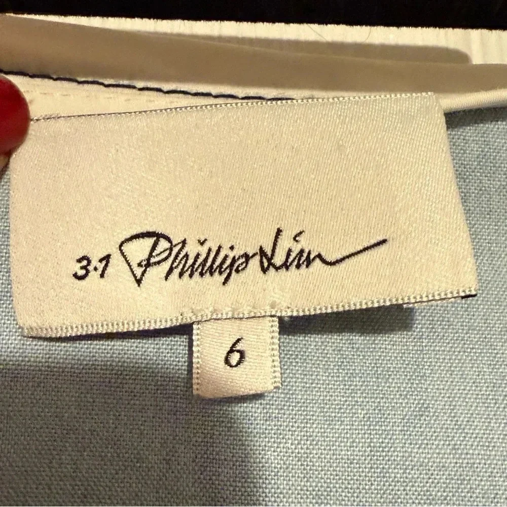 3.1 PHILLIP LIM | Oversized Short Sleeve Tee Shirt Tunic Light Blue White size 6 - Picture 2 of 3